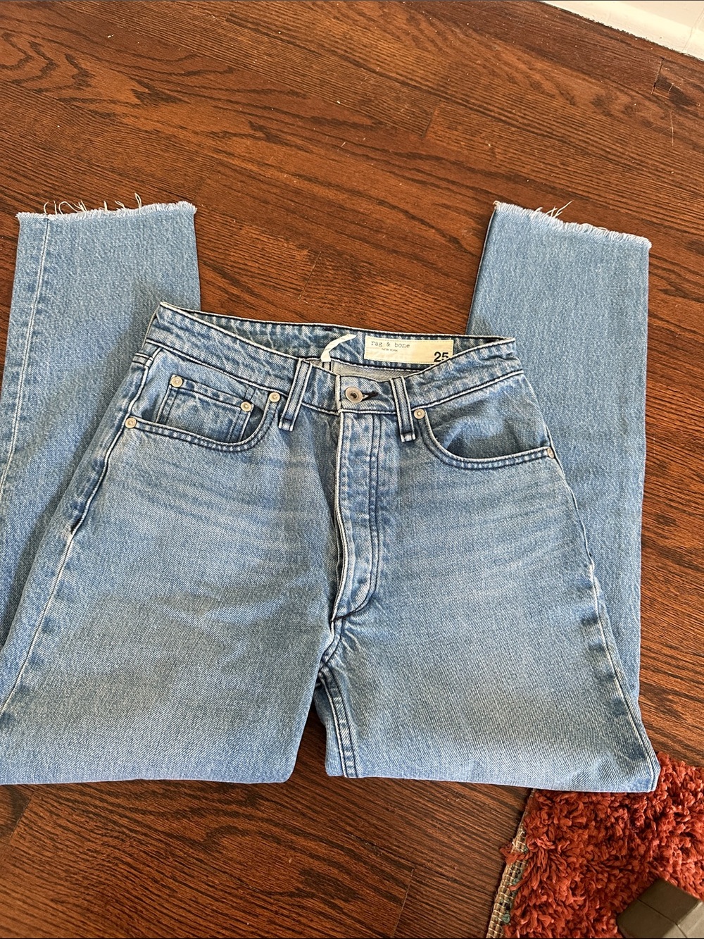 rag & bone 25 light wash Nina high rise cigarette Jean button fly